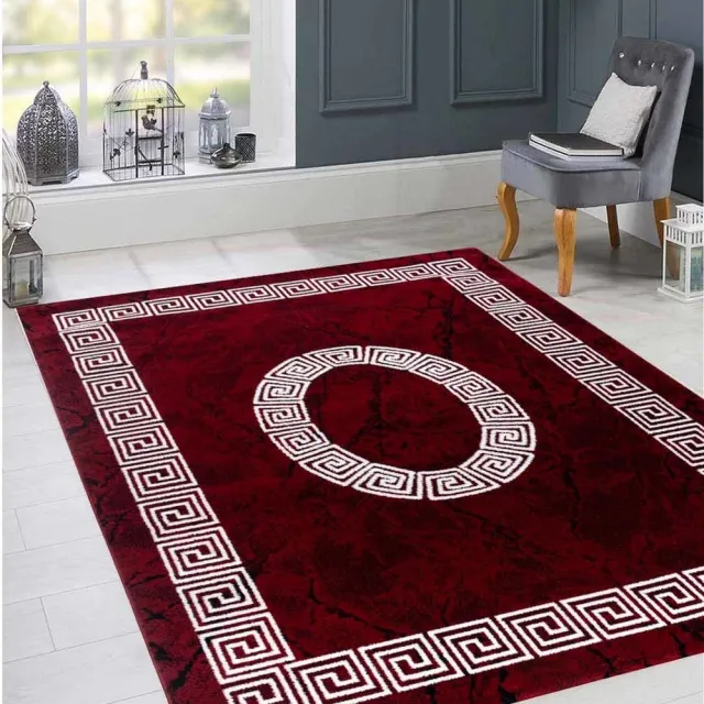 flycarpets Marlon Vloerkleed Grieks Motief - Rood / Wit - Laagpolig