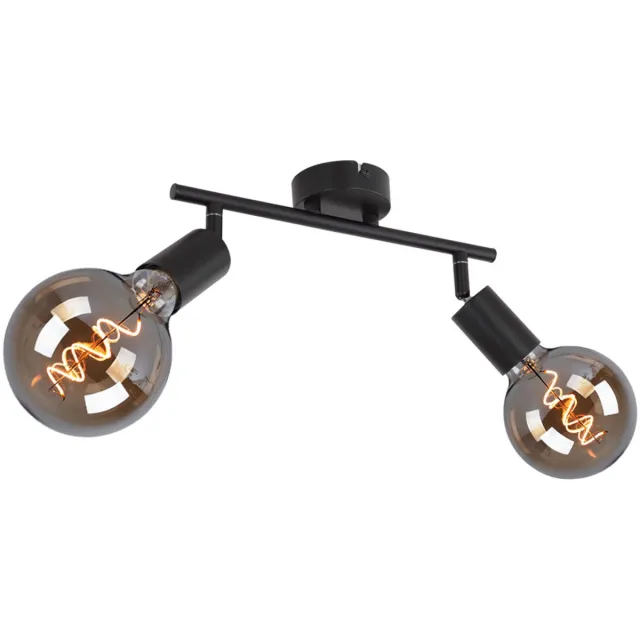 Globo Lighting Plafondlamp 2-vlam Spotlight zwenkbaar Spotlight zwart, metaal, 2x E27 stopcontacten: LxBxH 30x8x15,5 cm