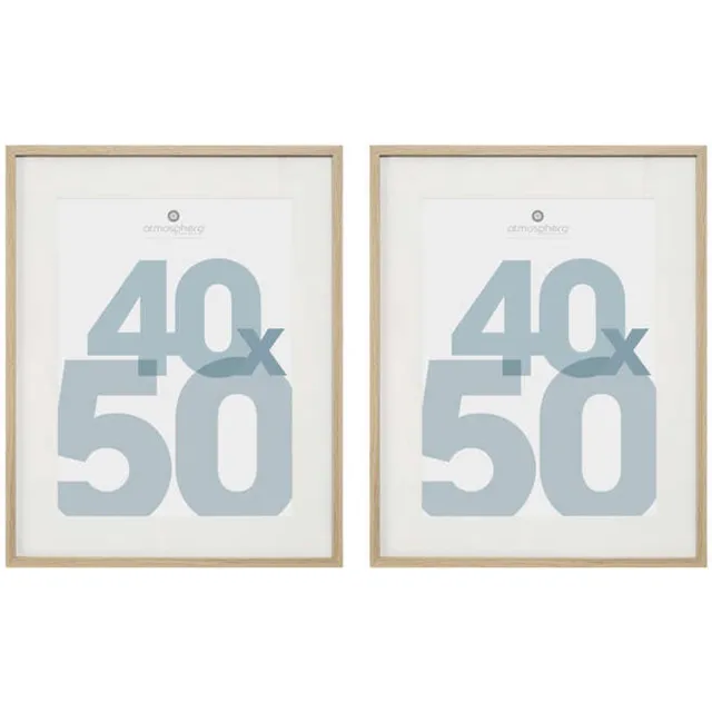 Atmosphera Fotolijstje Manu - 2x - met passe partout - voor een foto van 40 x 50 cm - naturel - MDF/Glas - Klassieker
