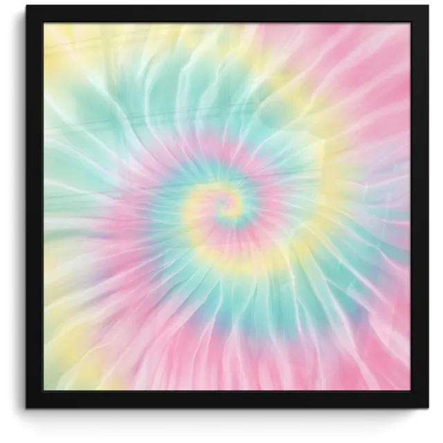 FrameYourWall Poster in lijst - Fotolijst 40x40 cm - Posters - Pasteltinten - Tie dye - Roze - Posterlijst zwart - Decoratie - Wanddecoratie woonkamer - Muurdecoratie slaapkamer