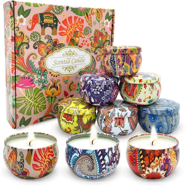 Famanu Set van 9 geurkaarsen, aromakaarsen voor aromatherapie, natuurlijke sojawas, verschillende geuren, perfect als cadeau voor verjaardagen en feestdagen Zwart