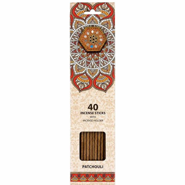 Aroma di rogito Wierookstokjes Patchouli met Wierookhouder – Patchouli– 40 Stuks bruin