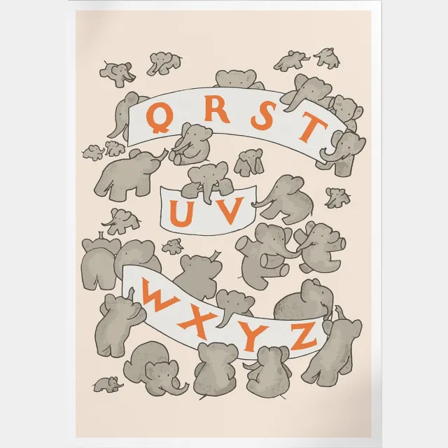 Pepperwall ABC De Babar II (Babar de Olifant) | Poster | A3: 30 x 40 cm Multikleur