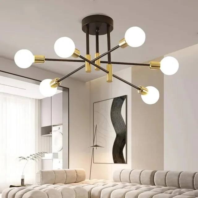 Cozy Cottage® Vintage Plafondlamp 6 delig – Industriële Kroonluchter met 6 Lampen – Moderne Lamp - E27 – Hanglampen Industrieel - Voor Woonkamer, Eetkamer & Keuken Zwart