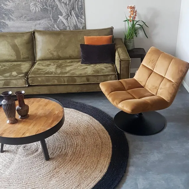 MrCarpet Rond jute vloerkleed Naturel/antraciet 200cm Mrcarpet