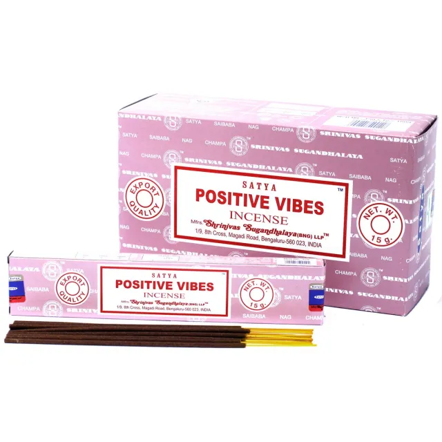 Ancient Wisdom Satya - positive vibes - wierook - positiviteit - wierookstokjes - doos 12 pakjes van 15 gram