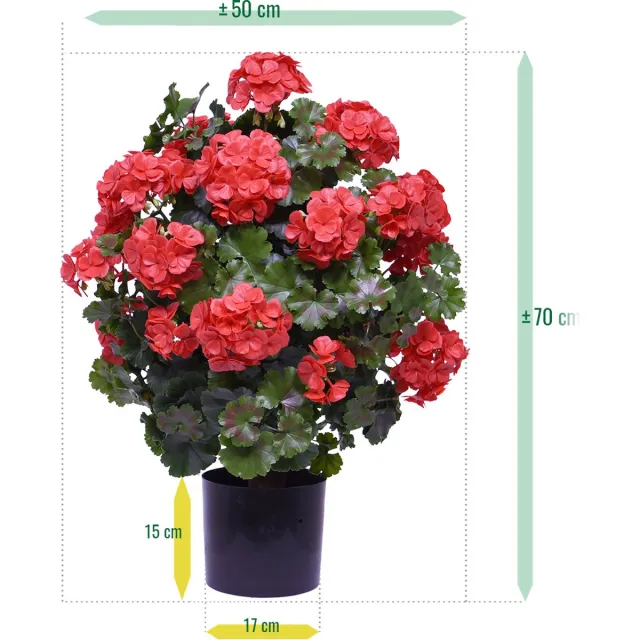 maxifleur Kunstplanten Geranium bol kunstplant 50cm UV rood