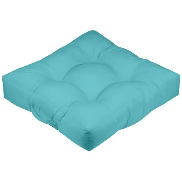 Stof Textile Vloerkussen XXL - aqua blauw - polyester - 60 x 60 x 12 cm - vierkant - Extra dik - extra zitplaatsen - spelen - gamen - relaxen