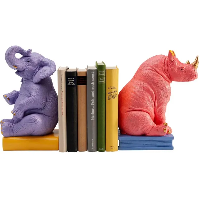 Kare Design Boekensteun olifant en neushoorn (2/Set) Kare Design Veelkleurig