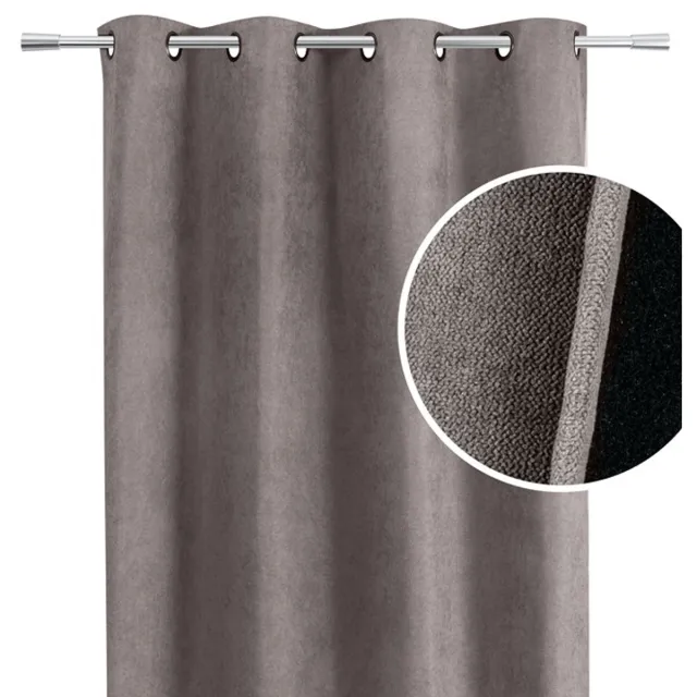 home style Alina Kant-en-Klaar Gordijn Bruin | 140x260 cm | Verduisterend & Thermisch | Met Ringen | 100% Polyester 420 g/m² | Per Stuk