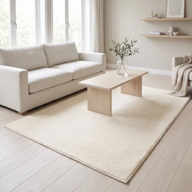 Vika Living Vloerkleed Hoogpolig - Wasbaar - Crème - 160x230 cm