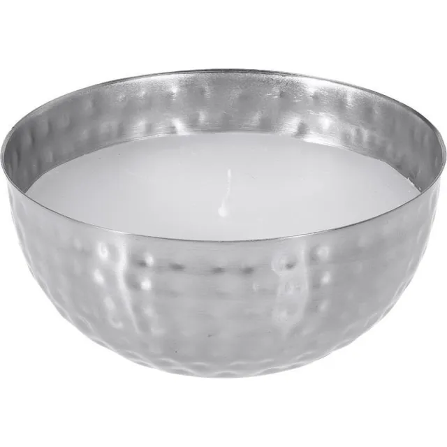 H&S Decoration Kaars - in gehamerd mtaal - zilverkleurig houder - woondecoratie - per 2 stuks zilver met witte kaars