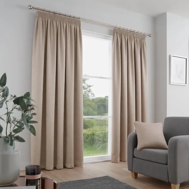 Fusion gordijnen Klassieke potloodplooigordijnen - Dim out - set van 2 - 100% polyester - geschikt voor elke kamer Natuurlijk