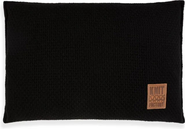 Knit Factory Jesse Sierkussen - Rechthoekig kussen - Kussen woonkamer - Bank kussen - Decoratie kussen - Zwart - 60x40 cm - Kussenhoes inclusief kussenvulling