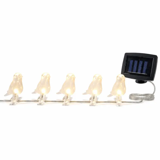 Namajunas Lichtslinger – Lichtsnoer Buiten Solar – 5 Vogelvormige LED-lampjes, Warm Wit – 2 m – Tuinverlichting op Zonne-energie – Waterbestendig – Voor Tuin, Balkon en Terras