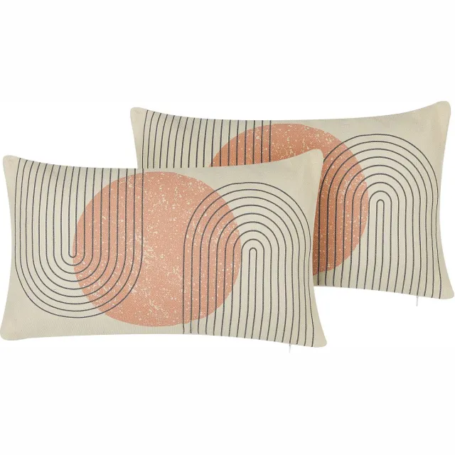 Beliani GERBERA - Sierkussen set van 2 - Beige - 30 x 50 cm - Polyester