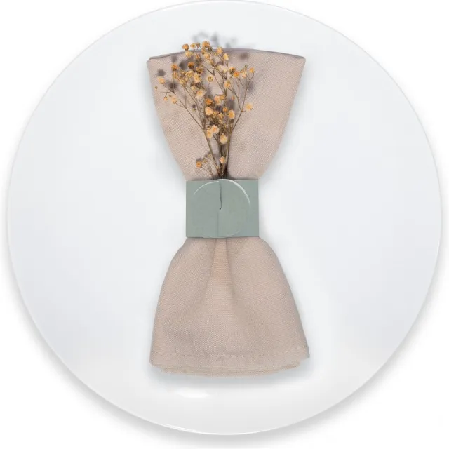 SKINNATUR Servetringen Set van 12 – Blauwgrijs (Icy Grey) – Ø 4 cm – Gerecycleerd Leer – Servethouders voor Tafeldecoratie