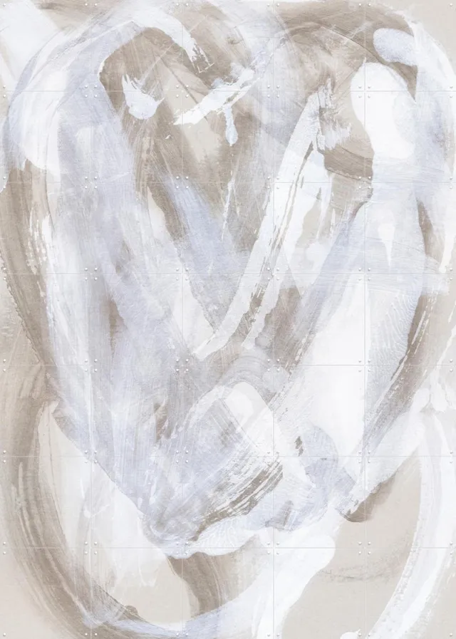 IXXI Abstract Brush Strokes 146, Mareike Böhmer - 100 x 140 cm - Grote wanddecoratie en posters - Abstract, Aquarel, Kwaststreken, Minimalisme Beige / Monochroom / Wit / Grijs