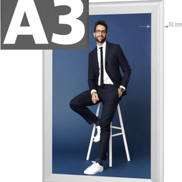 Agyco BV Kliklijst - Display - Clicklijst -incl. muurbevestiging - A3 - Aluminium - Agyco Grijs