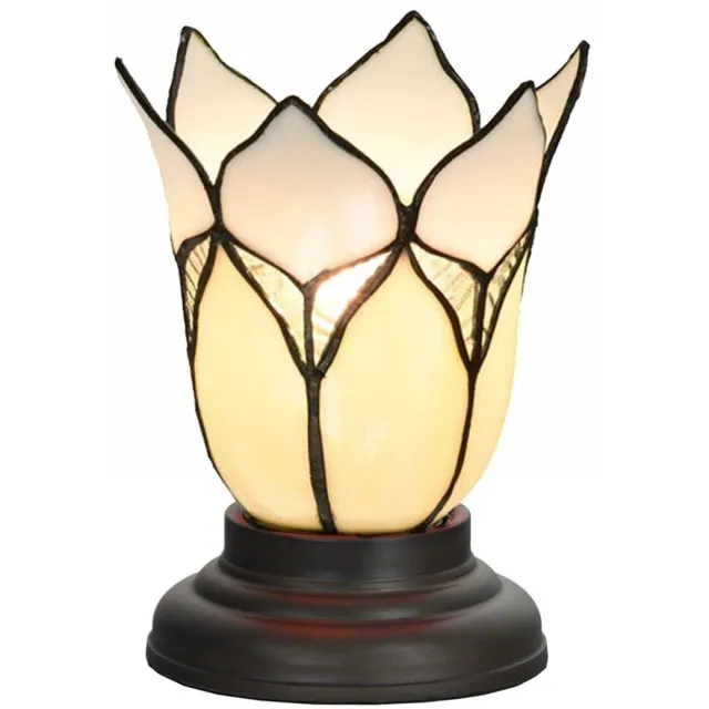 Coloured by Art Tiffany Lage Tafellamp Lovely Flower White - Art Deco Trade Wit