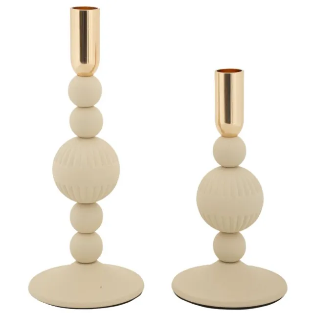 Mauro Ferretti Kandelaar Aster Cream Set 2 Pcs Ø 10×20 cm Crème