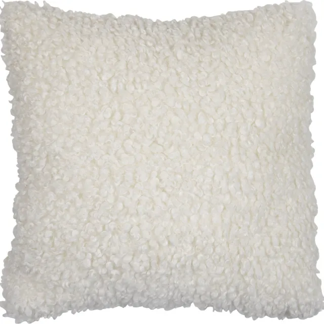 Mars & More Kussen teddy krul - sierkussen wit - 45 x 45 cm