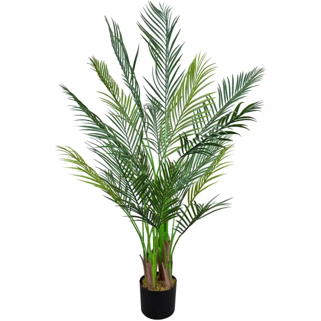 Decovego Grote kunstpalm, realistische plastic plant, arecapalm, 140 cm hoog, balkondecoratie, Decovego Groen