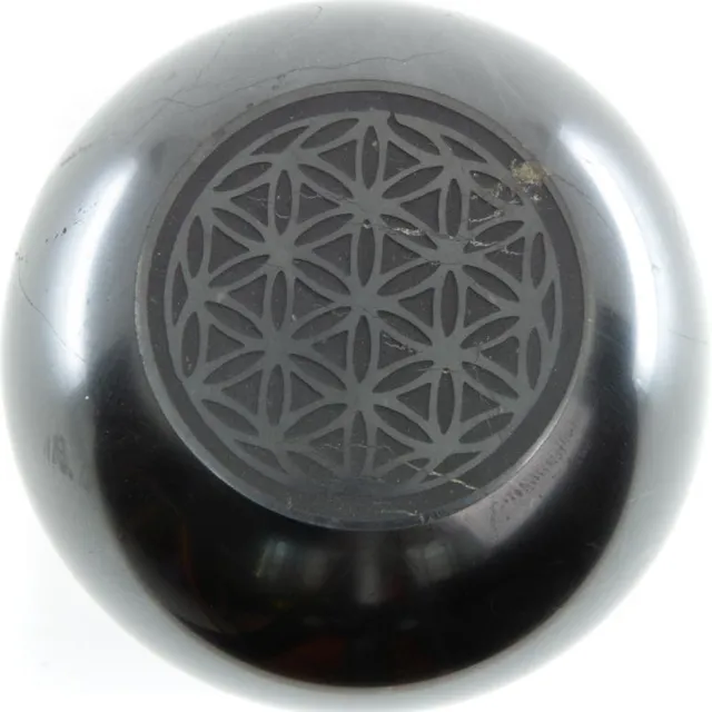 Spiru Shungiet Edelstenenbol Flower of Life Gegraveerd (50 mm) Zwart