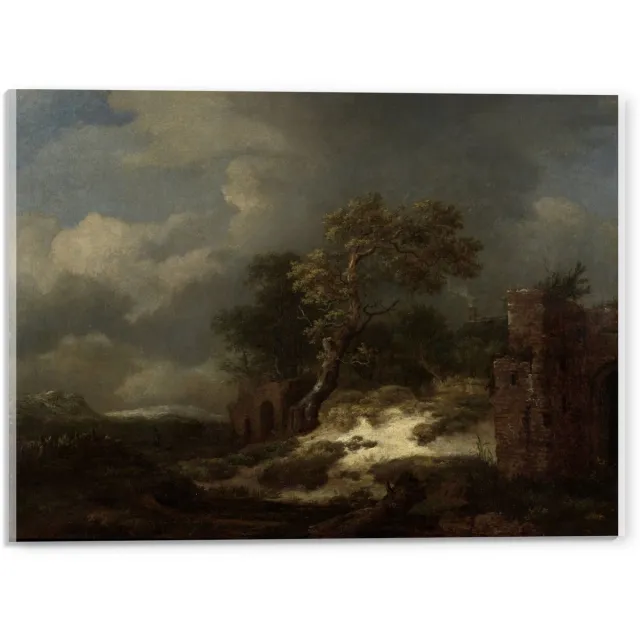 KuijsFotoprint Acrylglas - Oude Meesters - Landschap met ruïnes, Jacob Isaacksz van Ruisdael - 40x30cm Foto op Acrylglas (Met Ophangsysteem) Groen