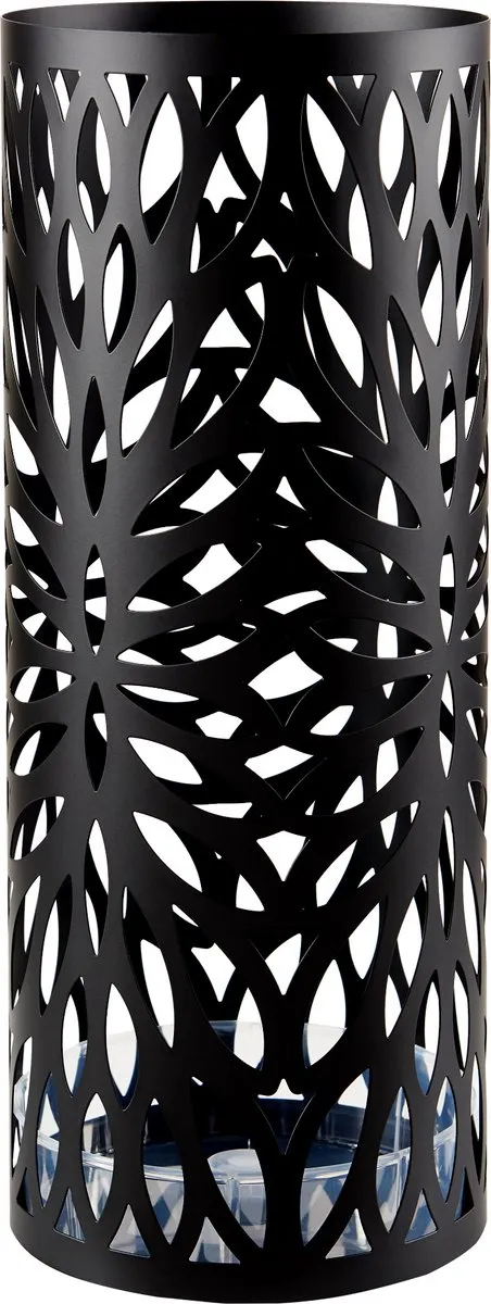 Acaza Paraplubak - Paraplubak Zwart met Ellips Motief - 49 cm Hoog - Paraplubak Rond - Parapluhouder - Metaal - Paraplubakken voor Paraplu's en Wandelstokken Zwart (ellips motief)