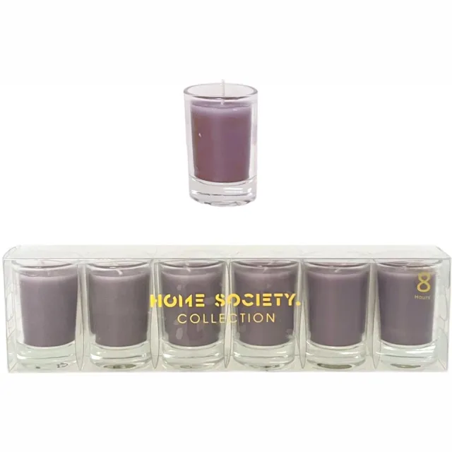 Home Society Votive - Mini - 8 uurs - Kaarsjes - Paars - set van 6
