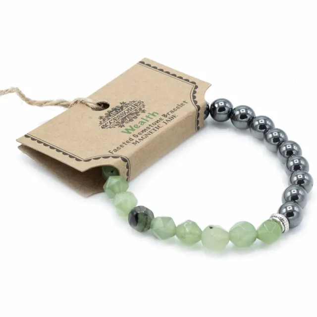 Ancient Wisdom Armband met gefacetteerde edelstenen - Magnetische jade