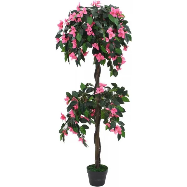 vidaXL Kunstplant - met - pot - rododendron - 155 - cm - groen - en - roze