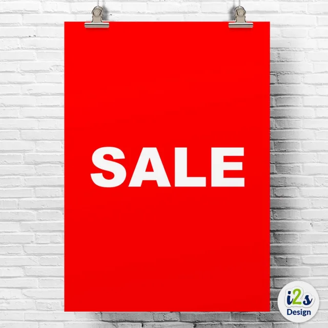 In2stickers Sale poster A3 - Winkel poster - Raam poster - Rood met witte letters