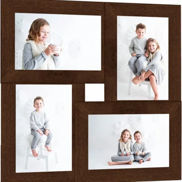 vidaXL Fotolijst - voor - 4x(13x18 - cm) - foto - MDF - donkerbruin