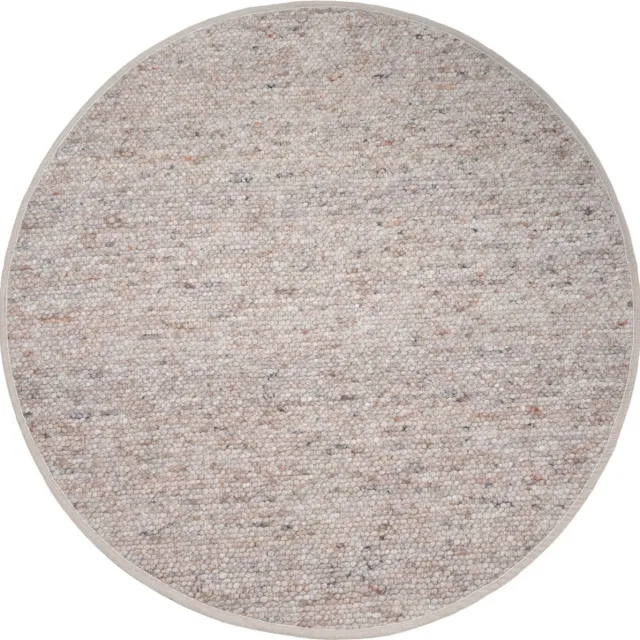 Veer Carpets Vloerkleed Stone Donker Beige 417 - Rond ø200 cm - Wollen Design Vloerkleed in Scandinavische / Japandi Stijl