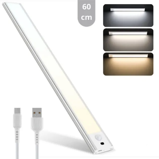 LED's light by Shada LED's Light LED Kastverlichting met bewegingssensor, 60 cm, USB-C Oplaadbaar, Dimbaar, Magnetisch, 3 Kleurtemperaturen, Draadloos, Kastverlichting op Batterij, Onderbouwverlichting, Wit