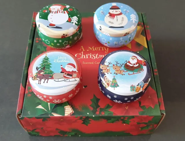 SUNMOOL Kerst Kaars Set - Geurkaars Giftset - 4 Verschillende Geuren - 4Stuks Multi