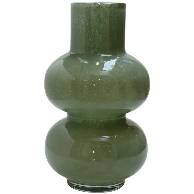 Vase The World Vaas Alima Elite | Groen - Green | Dik glas | Mondgeblazen | Ø20 x H35 cm groen tint