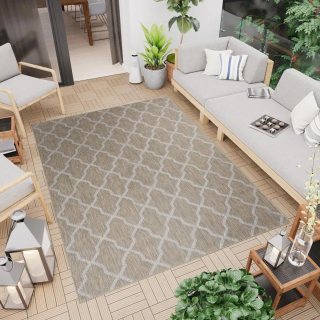 Tapiso Capri Vloerkleed Binnen Tuintapijt Woonkamer Indoor Outdoor Bruin3