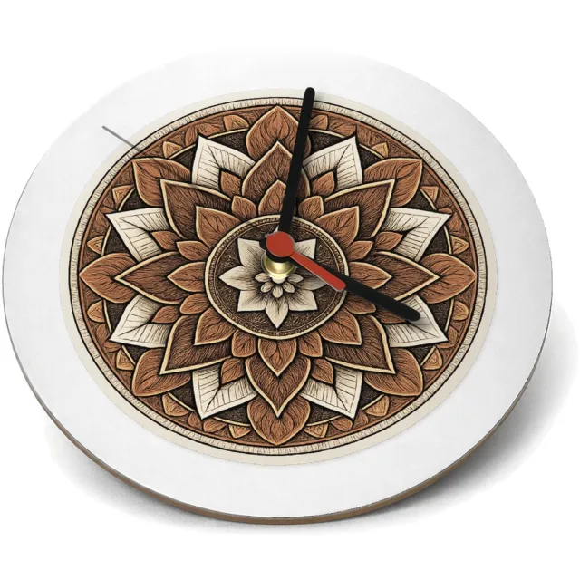 Mr Cadeautjes Klok rond Ø 19 - design Ronde set met een stilistisch botanisch kompasmotief | cadeau Wit