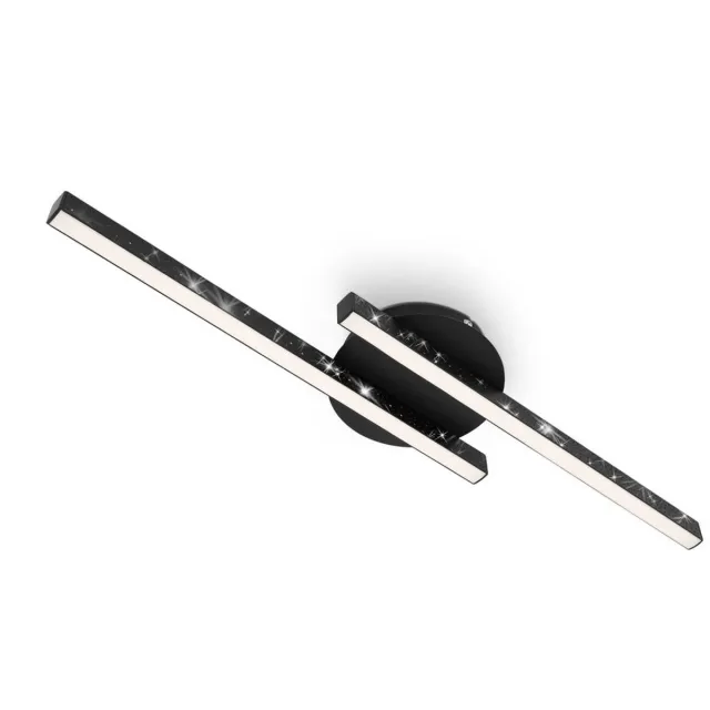 B.K.Licht BRILONER Rey – LED Plafonniére – plafondlamp – zwart – warm wit licht – met glinsterend sterreneffect door laserperforatie – 60x14x5,2 cm