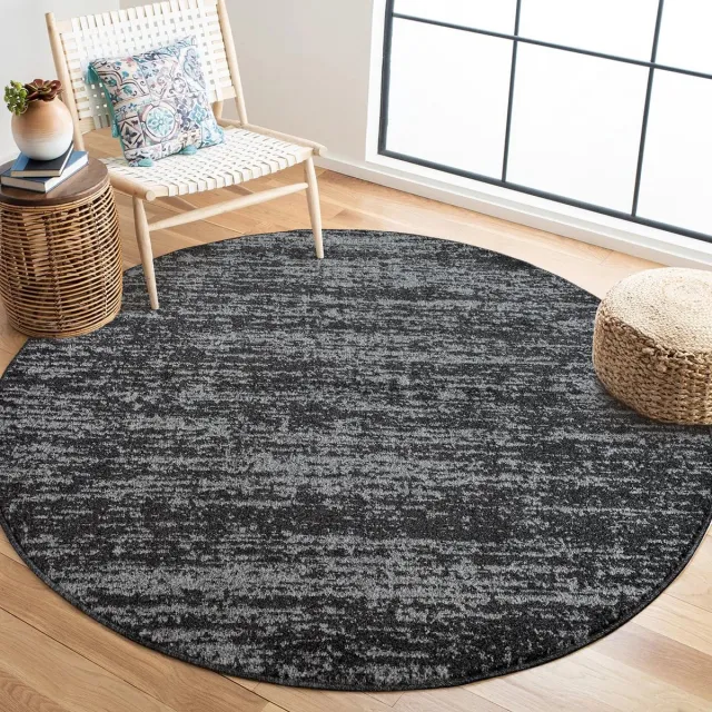 Muratap Relax Oslo - Laagpolig Effen Vloerkleed - Rond - Modern Tapijt - Zwart Grijs- 150 CM Ø
