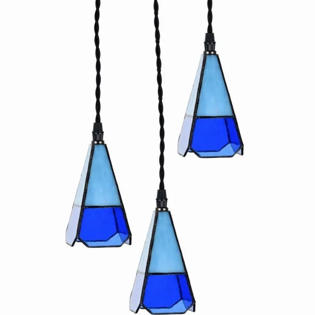 Coloured by Art 3 Lichts Tiffany Kroonluchter Solid - Art Deco Trade Blauw