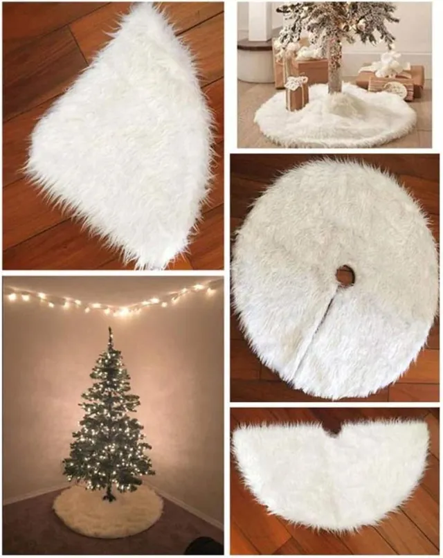 Evora Kerstboomkleed Wit 120 cm - DELUXE Kerstboomrok 120 cm groot - extra zacht pluche kerstboom kleed voor onder de kerstboom