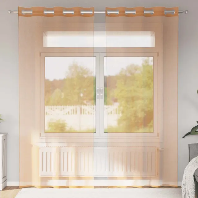 vidaXL Gordijnen voile met doorvoertules 2 st terracotta