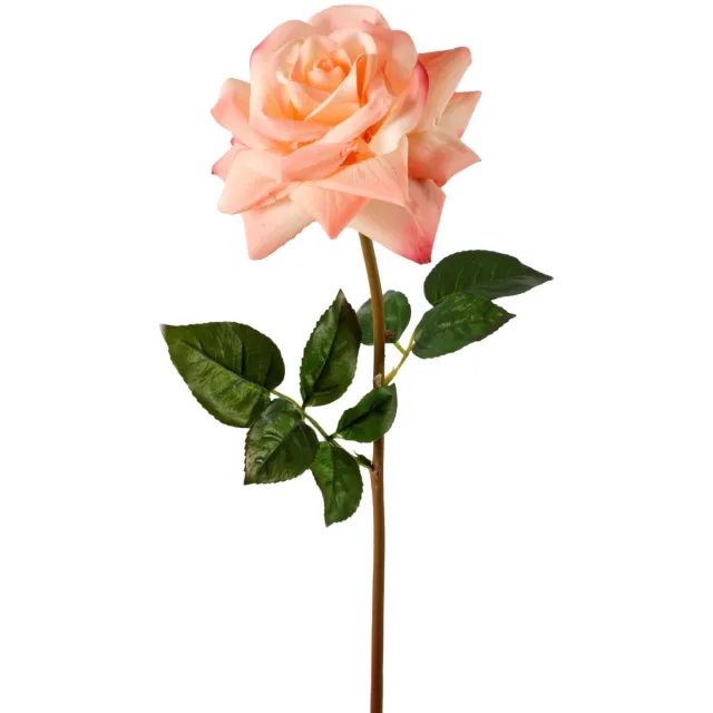 Viv! Home Luxuries Roos - Real Touch - zijden bloem - perzik zalm oranje - 64cm