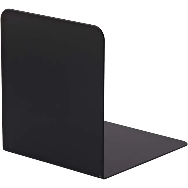 Famanu Set van 2 metalen boekensteunen - 130 x 140 x 140 mm - zwart - stevig en stabiel - geschikt voor boekenplanken - bureau of bibliotheek Black
