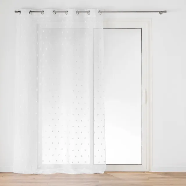 Douceur d intérieur Douceur d'intérieur - Raamgordijn met pompons, 140 x 240 cm, POMPINOU Wit