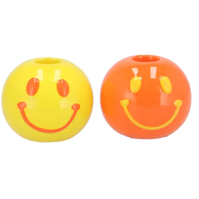 Smiley dutch orange mix candle 7x7x6cm - set van 2 Geel